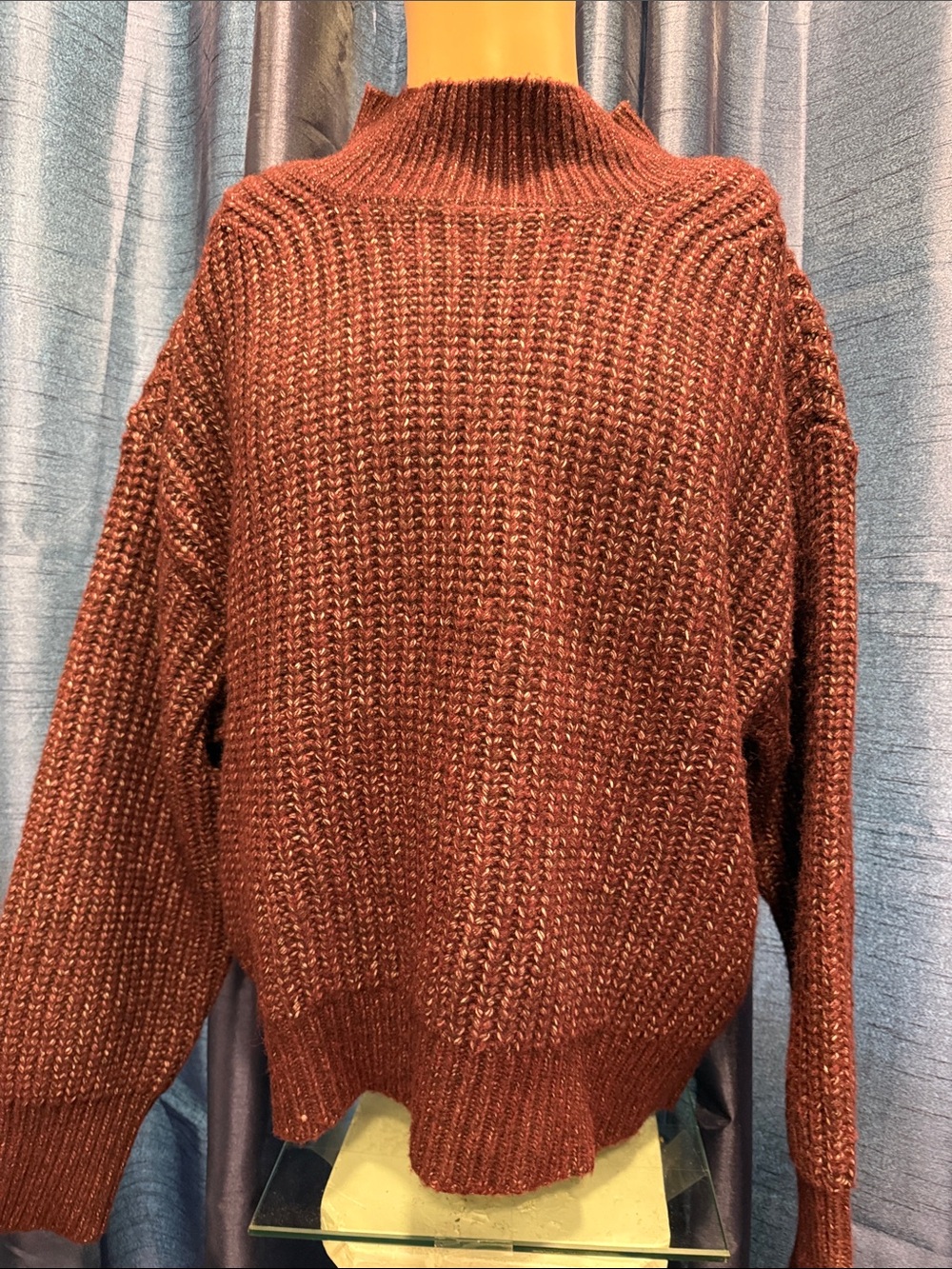 Falls Creek Chunky Knit Turtleneck Sweater - Rust Brown